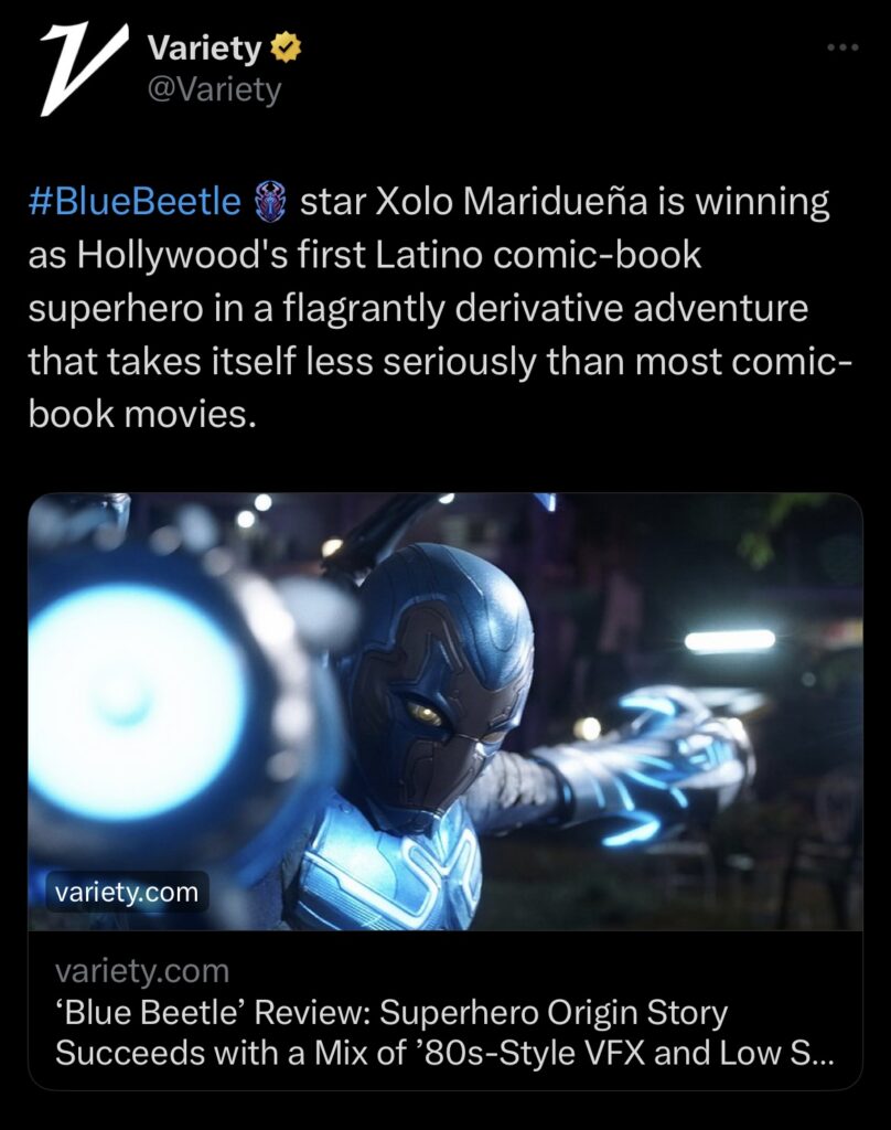 Rotten Tomatoes Critics Praise Blue Beetle's Latine Representation